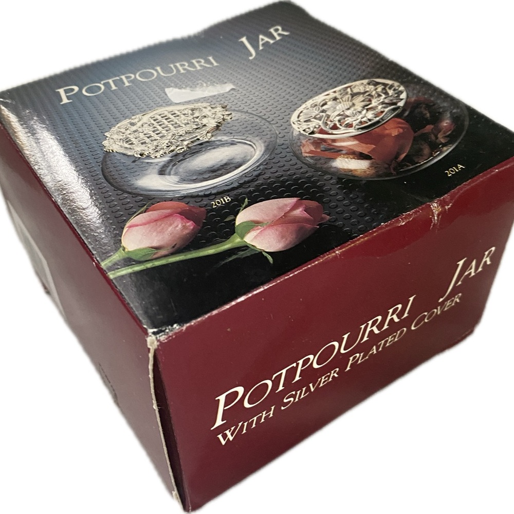 FREE with any Purchase Silver Plated Potpourri Jar in original box new old stock